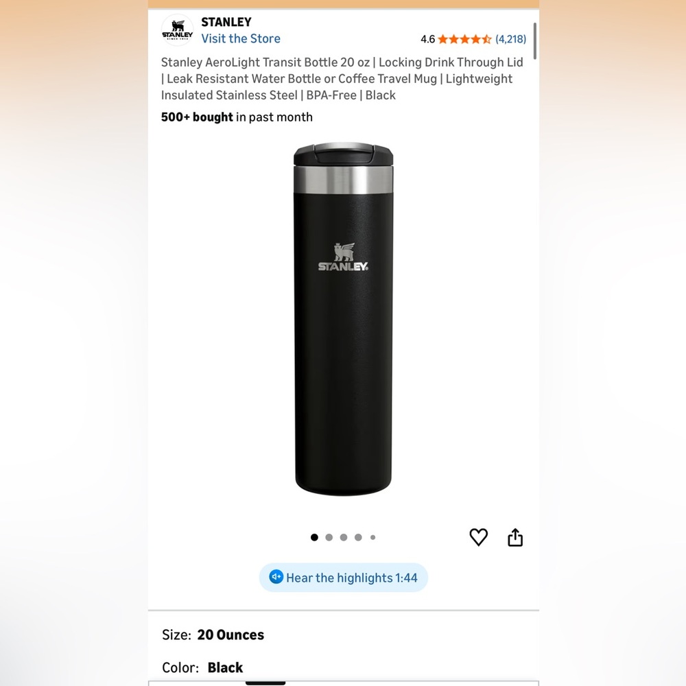 Stanley 20oz Transit Bottle Black - Picture 5 of 5